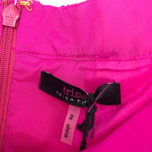 Trina Trina Turk Women's Size 2 Azul Off The Shoulder Lace Dress Fuchsia Pink - Picture 7 of 7